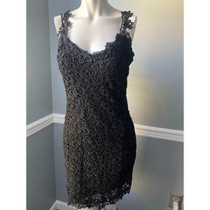 Toby Lerner Medium Sheer Lace Dress with Black Sli